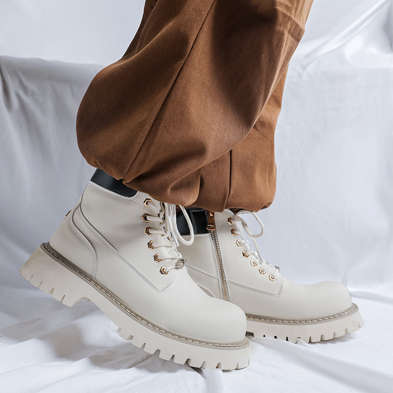 Men'S Shoes Black And White - Botas de plataforma para vestido de