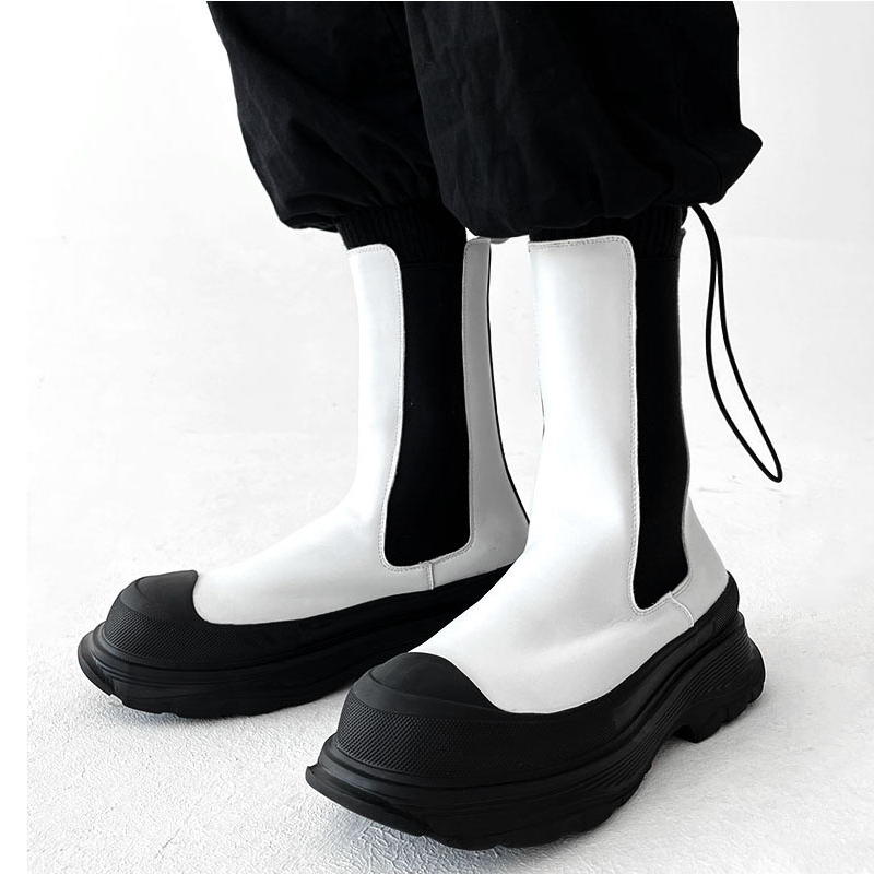 Botas Chelsea altas de moda pu - Men'S Shoes Black And White reseña y precio